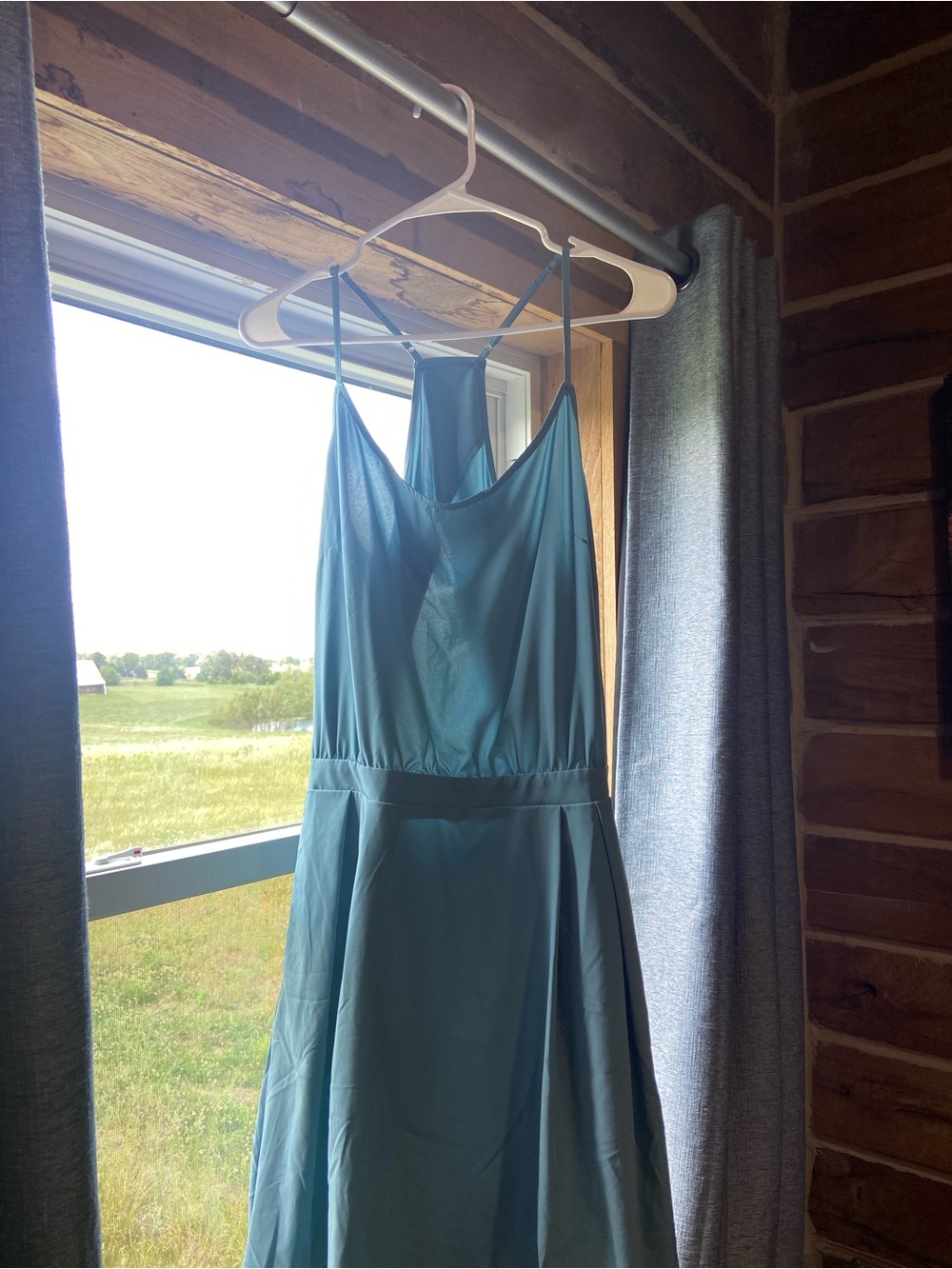 HALARA Teal Green Slip Dress